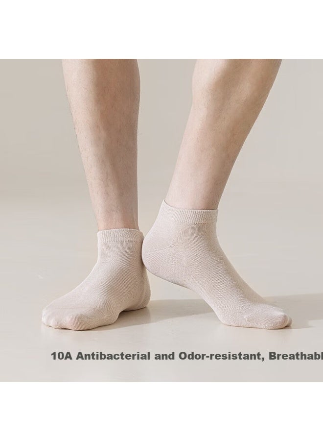 COTTON Xiaonian Men'S Short Socks Summer 100% Cotton 10A Antibacterial Deodorant Breathable Thin Style Boat Socks Low Cut Short Tube 6 Pairs Pack - Image 3