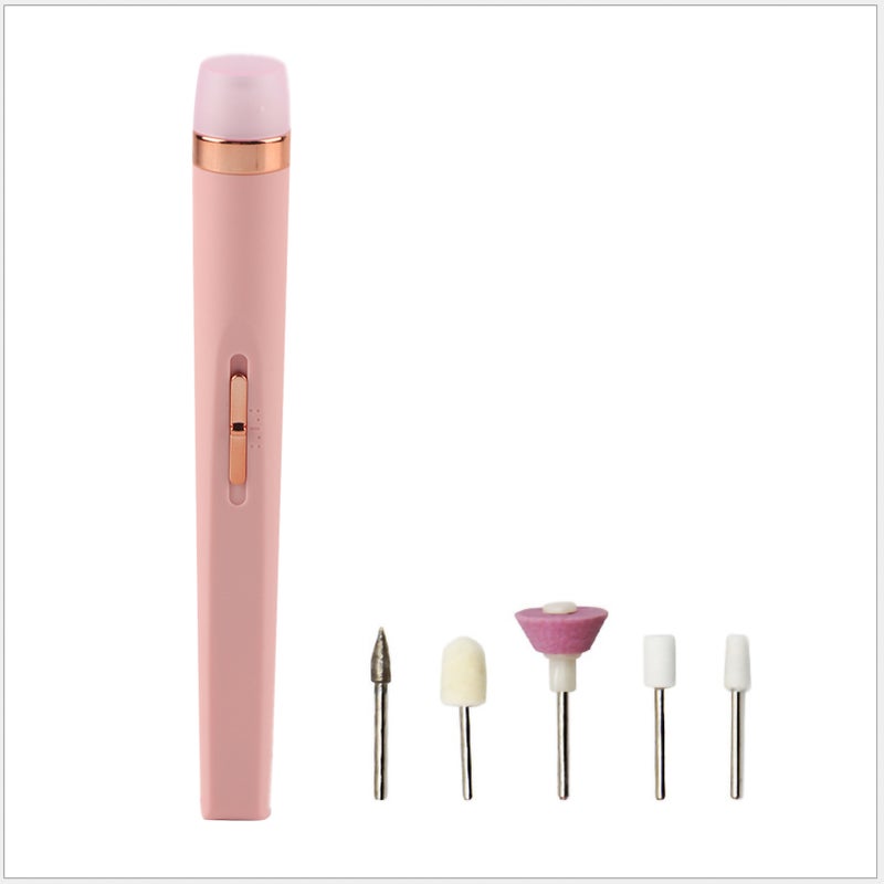 آلة حفر الأظافر الكهربائية المحمولة 5 في 1 آلة طحن الأظافر بشحن USB مع ضوء LED - Image 1