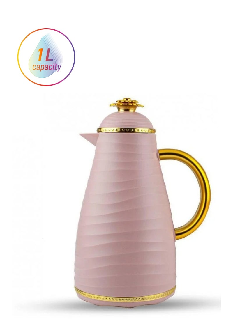 BASURRAH Basurrah tea thermos pink with golden handle 1 liter 