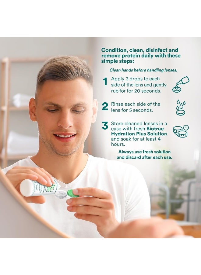Biotrue محلول بيولوجي هيدراشن بلس لترطيب العدسات اللاصقة، محلول متعدد الأغراض للعدسات اللاصقة اللينة، 4 أونصة سائلة - Image 4