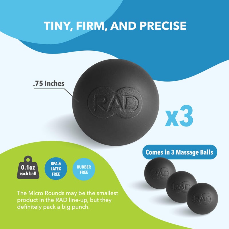 RAD Micro Rounds â€“ Firm Yoga Deep Tissue Massage Ball Set â€“ Myofascial Release Balls for Feet, Plantar Fasciitis, Jaw & Hands â€“ Trigger Point & Mobility Therapy (3-Pack) - Image 4