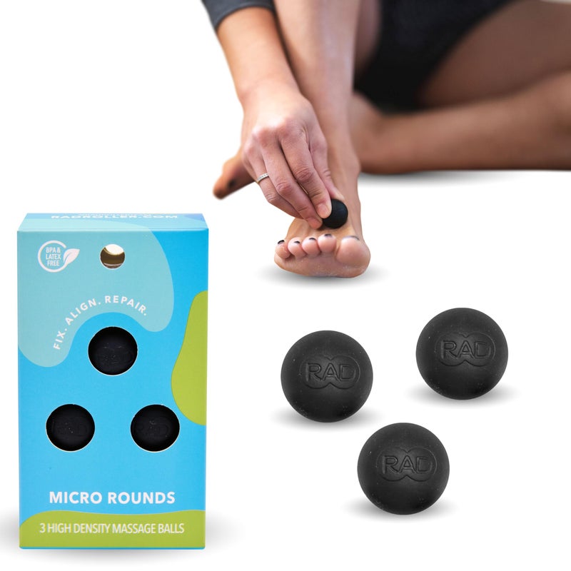RAD Micro Rounds â€“ Firm Yoga Deep Tissue Massage Ball Set â€“ Myofascial Release Balls for Feet, Plantar Fasciitis, Jaw & Hands â€“ Trigger Point & Mobility Therapy (3-Pack) - Image 1