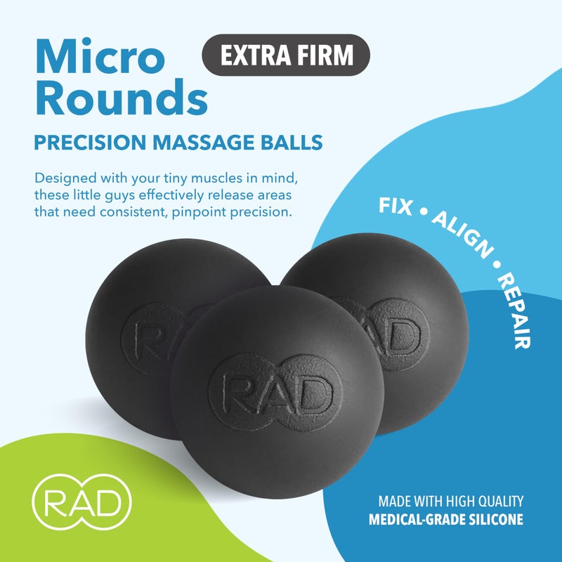 RAD Micro Rounds â€“ Firm Yoga Deep Tissue Massage Ball Set â€“ Myofascial Release Balls for Feet, Plantar Fasciitis, Jaw & Hands â€“ Trigger Point & Mobility Therapy (3-Pack) - Image 2