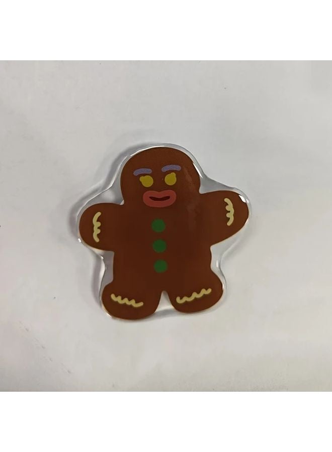 Gingerbread Man Phone Stand Adjustable Height Portable Adhesive Desk Holder ABS Material - Image 1