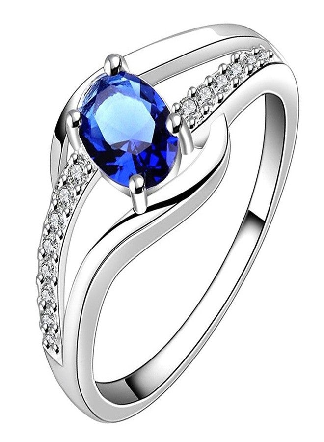 Peora Exclusive Latest Fashion Austrian Collection Non-precious Metal and Cubic Zirconia Ring for Women (Blue) - Image 1