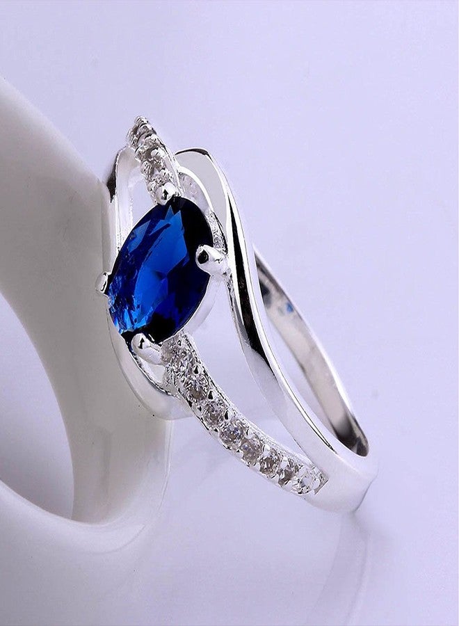 Peora Exclusive Latest Fashion Austrian Collection Non-precious Metal and Cubic Zirconia Ring for Women (Blue) - Image 5
