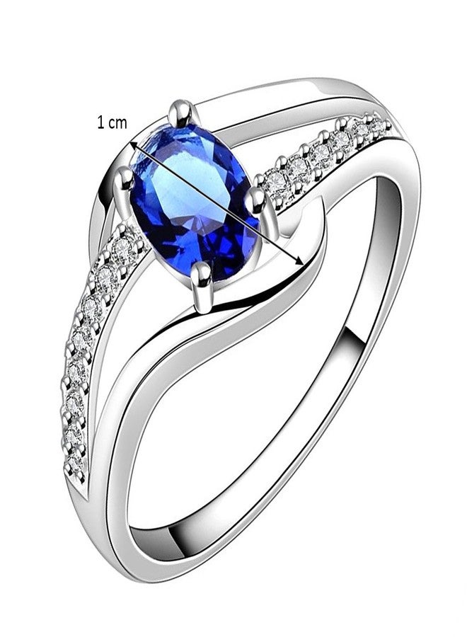 Peora Exclusive Latest Fashion Austrian Collection Non-precious Metal and Cubic Zirconia Ring for Women (Blue) - Image 2