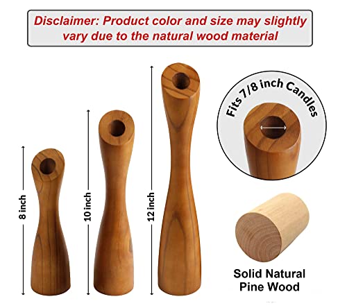 OLEEK Wooden Taper Candle Holders - Woods Taper Candle Holders for Table Centerpiece - Wood Candlestick Holders (9", 8", 6") Wooden Candlestick Holder for 7/8" candlesticks - Candlestick Holders Wood - Image 4