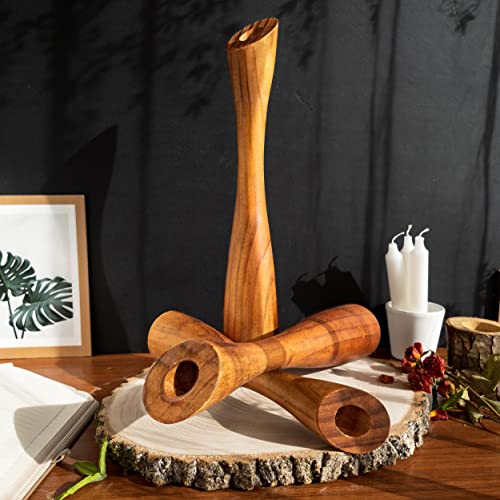 OLEEK Wooden Taper Candle Holders - Woods Taper Candle Holders for Table Centerpiece - Wood Candlestick Holders (9", 8", 6") Wooden Candlestick Holder for 7/8" candlesticks - Candlestick Holders Wood - Image 2
