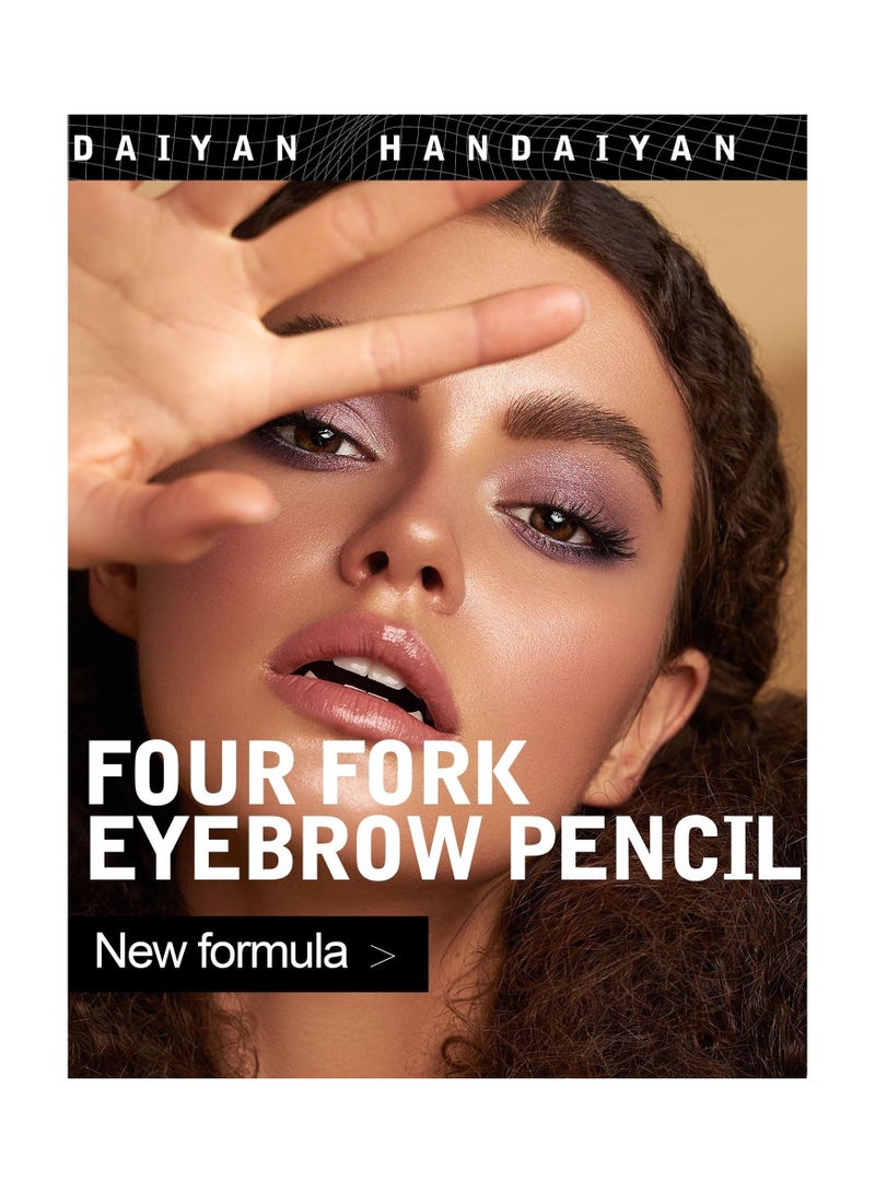 Handaiyan Liquid Eyebrow Pencil Waterproof Long Lasting Four-Fork Natural Ultra Precise Sweat-Proof Non-Marking New Formula Longwear Brow Tint Brown - Image 3