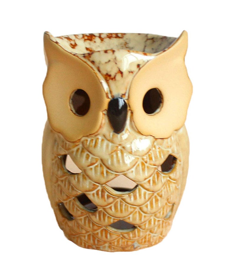 Monmob 4.7 Inch Ceramic Owl Oil Warmer Aromatherapy Burner/Tea Light Candle Holder Oil Burner/Essential Oil Warmer Candle Holder/Wax Warmer Ideal Gifts For Women  Mom Or Birthdays - Image 1