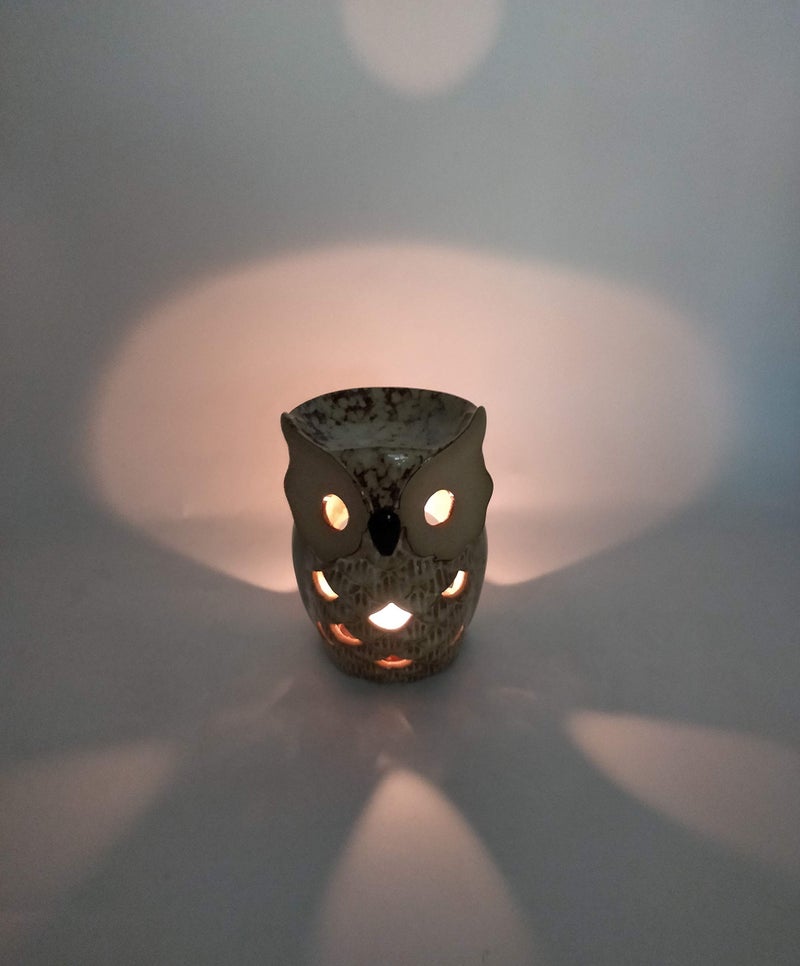 Monmob 4.7 Inch Ceramic Owl Oil Warmer Aromatherapy Burner/Tea Light Candle Holder Oil Burner/Essential Oil Warmer Candle Holder/Wax Warmer Ideal Gifts For Women  Mom Or Birthdays - Image 3
