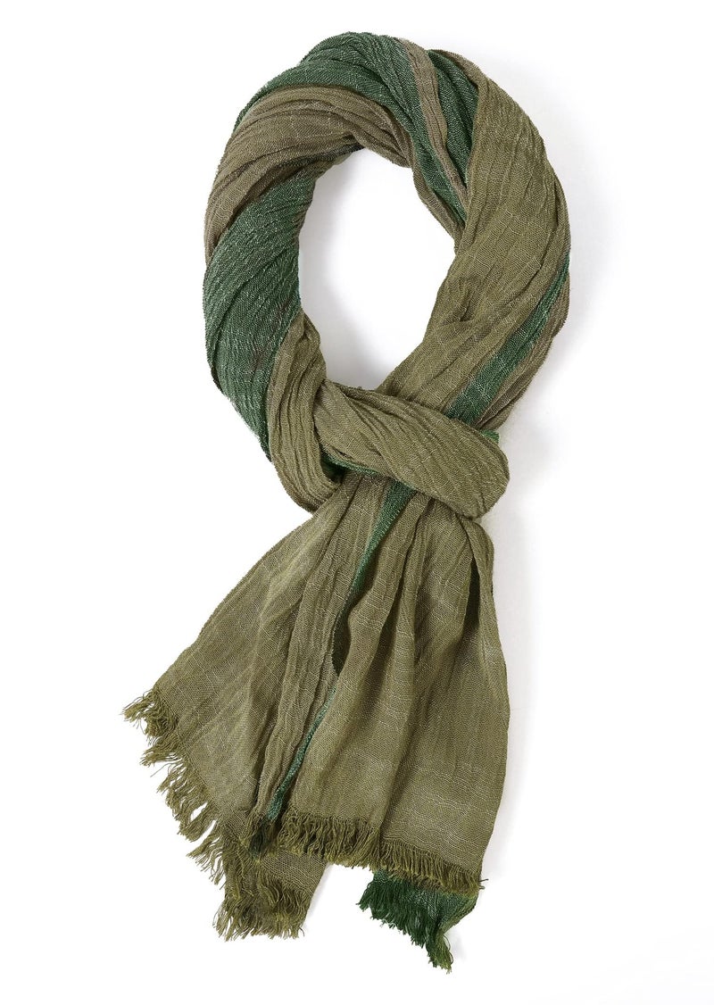GERINLY شال جيرينلي بلون كتلة شال لينين ناعم باللون الأخضر العسكري لفافة تكتيكية شال أسلوب عسكري لرجال شيماغ طويل (أخضر عسكري) - Image 3