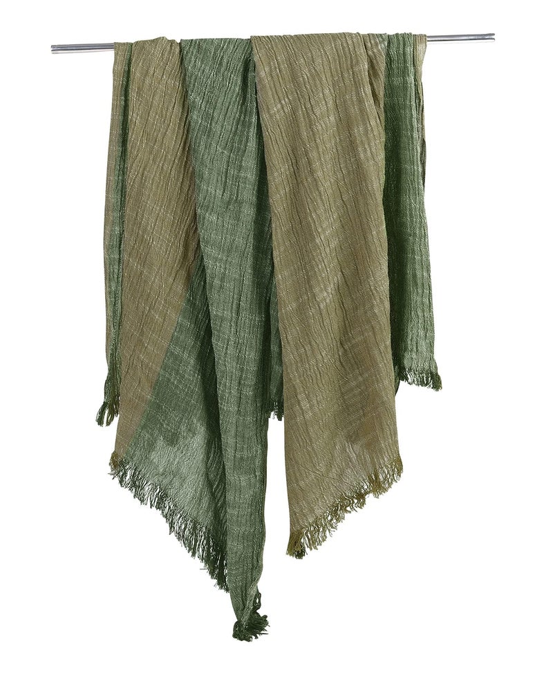 GERINLY شال جيرينلي بلون كتلة شال لينين ناعم باللون الأخضر العسكري لفافة تكتيكية شال أسلوب عسكري لرجال شيماغ طويل (أخضر عسكري) - Image 4