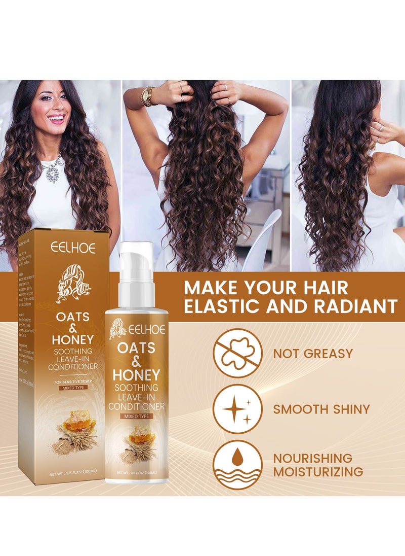 EELHOE Honey Leave-In Deep Conditioner, Hydrate, Smooth & Strengthen Formula, Organics Oats & Honey Soothing Leave-In Conditioner for Sensitive Scalp, 100ml - Image 2
