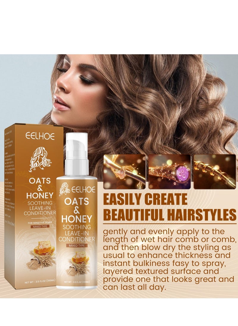EELHOE Honey Leave-In Deep Conditioner, Hydrate, Smooth & Strengthen Formula, Organics Oats & Honey Soothing Leave-In Conditioner for Sensitive Scalp, 100ml - Image 3