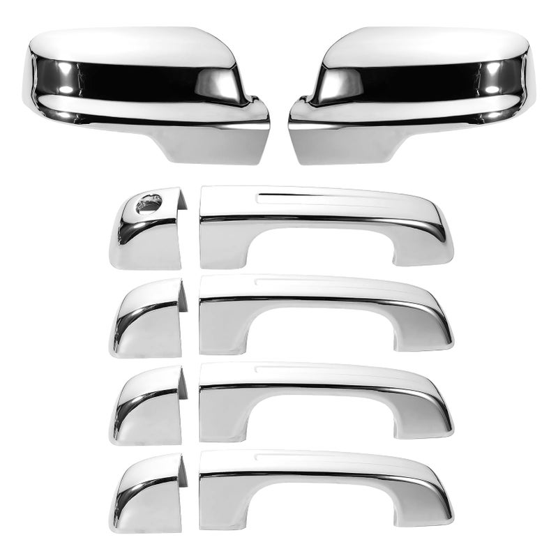 Gaogsiy Chrome Mirror Cover 4PCS Door Handle Covers fits Ram 1500 20192024 4Door ExtendedCrew Cab Models Only Caps Top Half Left Right Without Smart Keyholes Siver Plated - Image 2
