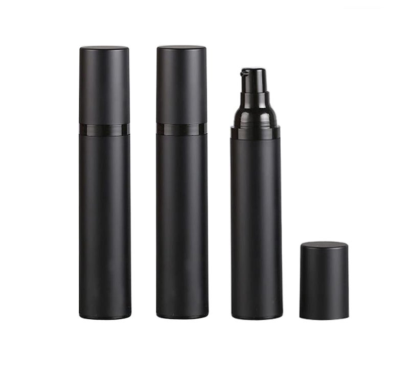 Wresty 3 Pack Black Airless Pump Bottle Travel Lotion Bottles Cosmetic Cream Bottle Vacuum Pump Bottles Makeup Dispenser Container 50ml17oz