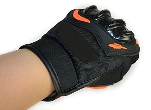 SAFEVERSE Motorcycle Riding Gloves, Full Finger Protection, Anti-Skid Surface, Black and Orange - Image 2