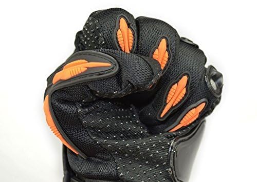 SAFEVERSE Motorcycle Riding Gloves, Full Finger Protection, Anti-Skid Surface, Black and Orange - Image 4