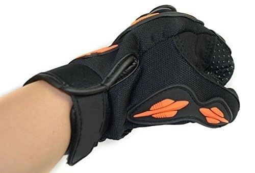 SAFEVERSE Motorcycle Riding Gloves, Full Finger Protection, Anti-Skid Surface, Black and Orange - Image 3