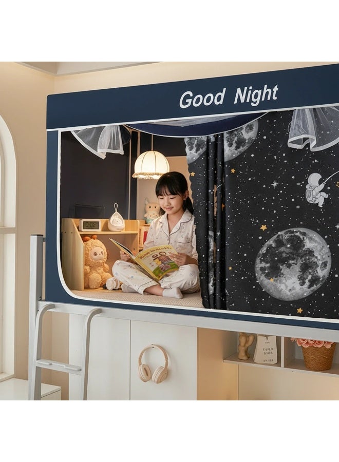 Y&D ستائر سرير بطابق علوي معتم لغرف النوم، تغطي الخصوصية، ديكور خلفية تصوير، ستارة معتمة 6 لوحات مع قمة - Image 2