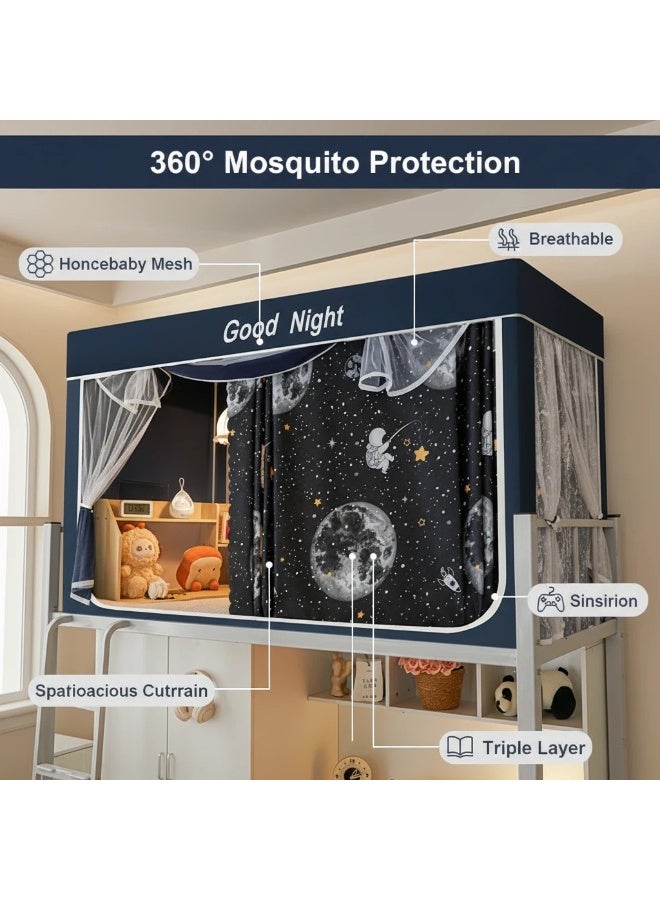 Y&D ستائر سرير بطابق علوي معتم لغرف النوم، تغطي الخصوصية، ديكور خلفية تصوير، ستارة معتمة 6 لوحات مع قمة - Image 5