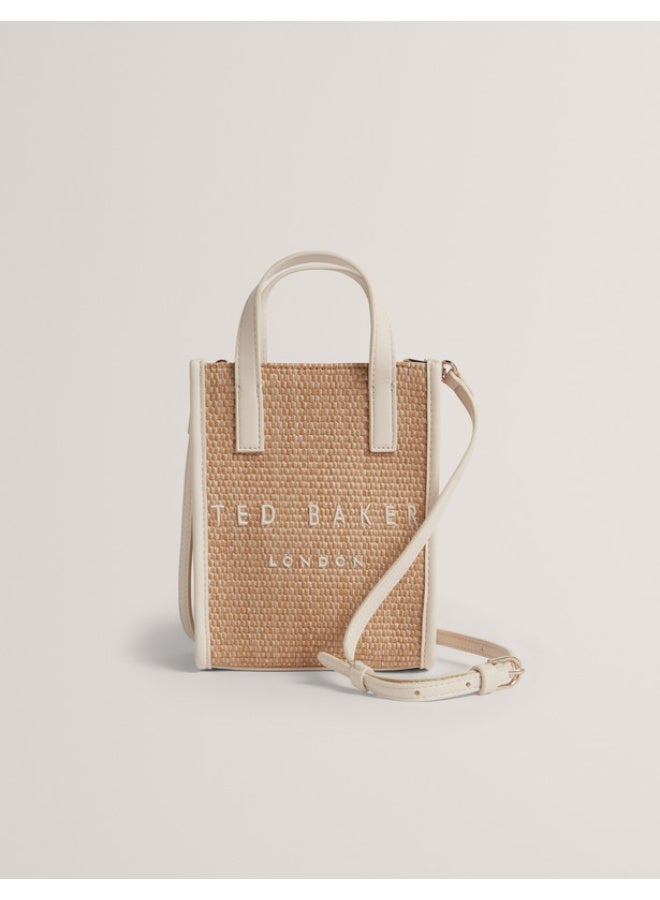 Ted Baker حقيبة أيقونية صغيرة من الرافييا الاصطناعية - Image 1