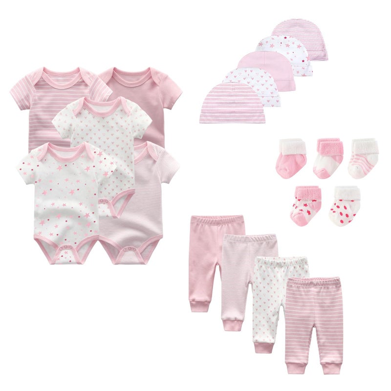 JELYLOVE Unisex Baby Boy Girl Layette Sets Bodysuits Pants And Accessories 19 Packs Comfort Infant Outfit New Born Essentials - Image 1