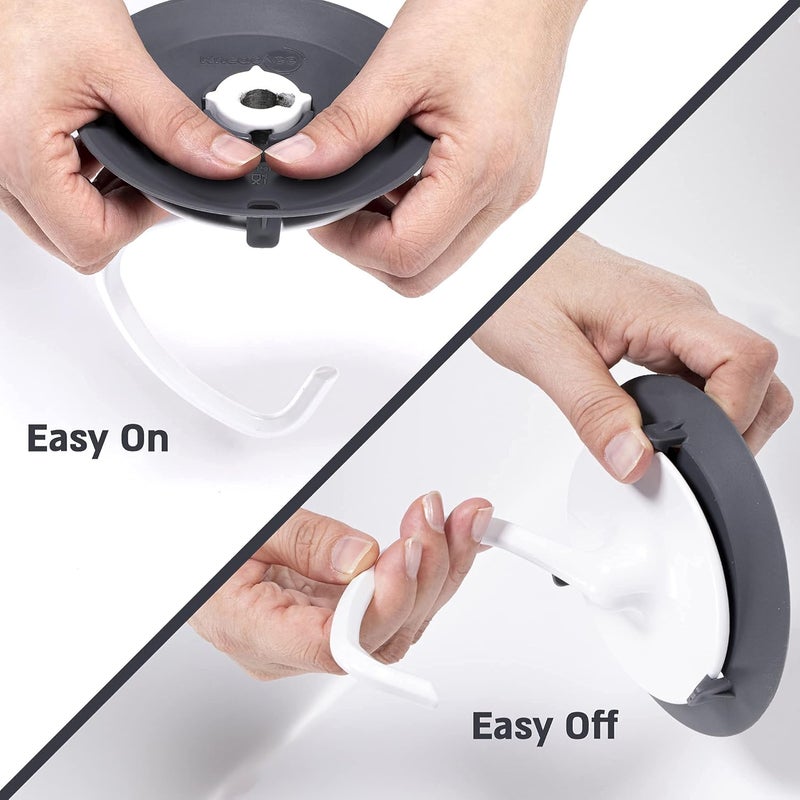 KNEADACE واقي خطاف عجين لمحضر الطعام Kitchen Aid – يمنع عجينك من الارتفاع وإعاقة عمل المحضر؛ إضافة خالية من الفوضى، متوافقة مع خطافات العجين على شكل حرف C من Kitchen Aid (لون رمادي داكن). - Image 4