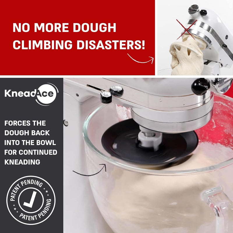 KNEADACE واقي خطاف عجين لمحضر الطعام Kitchen Aid – يمنع عجينك من الارتفاع وإعاقة عمل المحضر؛ إضافة خالية من الفوضى، متوافقة مع خطافات العجين على شكل حرف C من Kitchen Aid (لون رمادي داكن). - Image 2