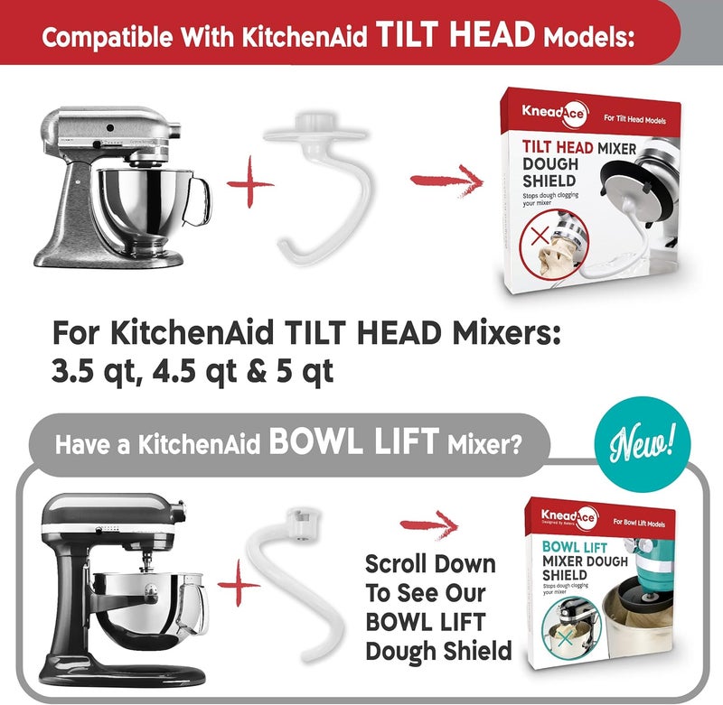 KNEADACE واقي خطاف عجين لمحضر الطعام Kitchen Aid – يمنع عجينك من الارتفاع وإعاقة عمل المحضر؛ إضافة خالية من الفوضى، متوافقة مع خطافات العجين على شكل حرف C من Kitchen Aid (لون رمادي داكن). - Image 3
