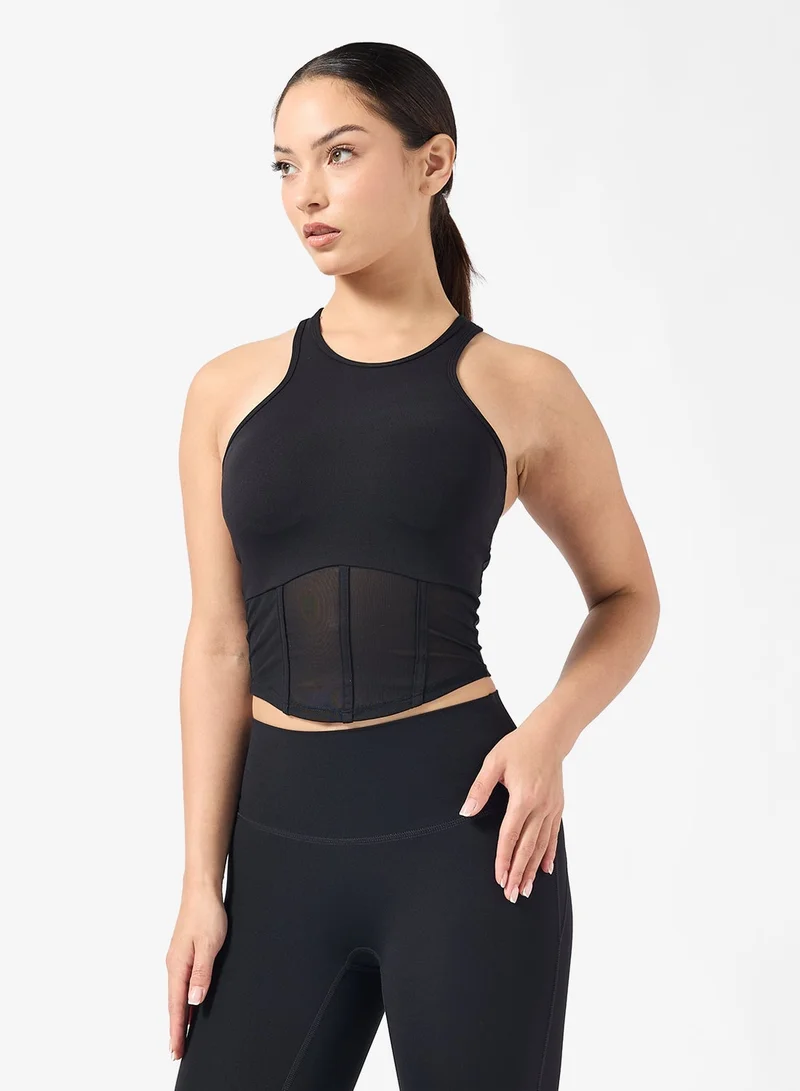 FRWD Racer Back Tank Top with Corset Bodice