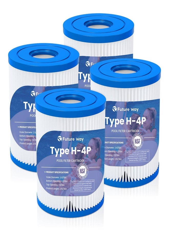Future Way 4-Pack Type H Pool Filter Replacement for Intex 330 GPH Filter Pump for Above Ground Pools, Replace Type H, 29007E - Image 1