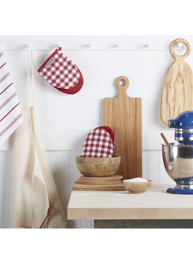 Kitchenaid Gingham Cotton Mini Oven Mitt 2-Pack Set  Passion Red  5.5 X8 - Image 2