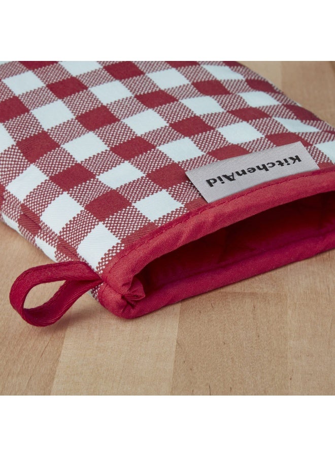 Kitchenaid Gingham Cotton Mini Oven Mitt 2-Pack Set  Passion Red  5.5 X8 - Image 3