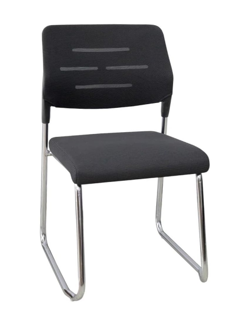 KARNAK Visitor Chair with Chrome Frame, Mesh Back, Ergonomic Seat for Office & Home - Black  - Image 1