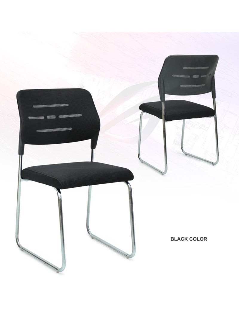KARNAK Visitor Chair with Chrome Frame, Mesh Back, Ergonomic Seat for Office & Home - Black  - Image 4