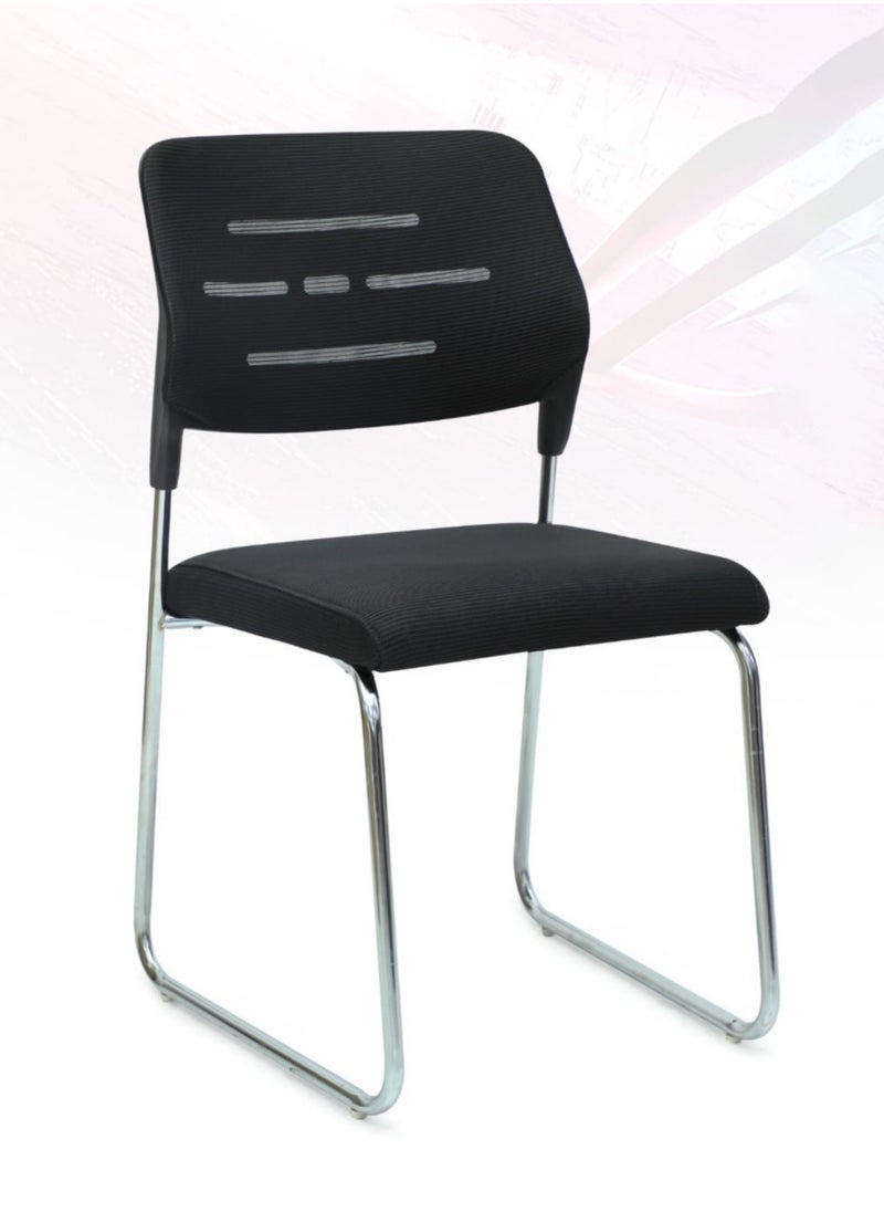 KARNAK Visitor Chair with Chrome Frame, Mesh Back, Ergonomic Seat for Office & Home - Black  - Image 5