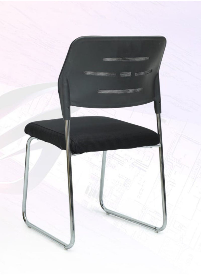 KARNAK - Visitor Chair with Chrome Frame, Mesh Back, Ergonomic Seat for Office & Home - Black - Image 1