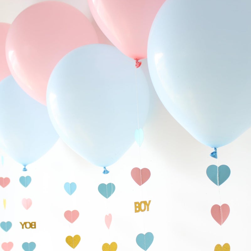 Blopee Boy or Girl Gender Reveal Decorations 6PC Pink Blue Balloon Tails with Heart Streamer Garland for Baby Shower Decorations - Image 5