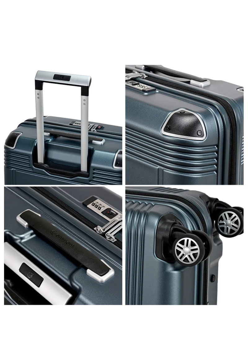 eminent Hard Case Travel Bag Medium Luggage Trolley Polycarbonate Lightweight Suitcase 4 Quiet Double Spinner Wheels With Tsa Lock KK10 Graphite
