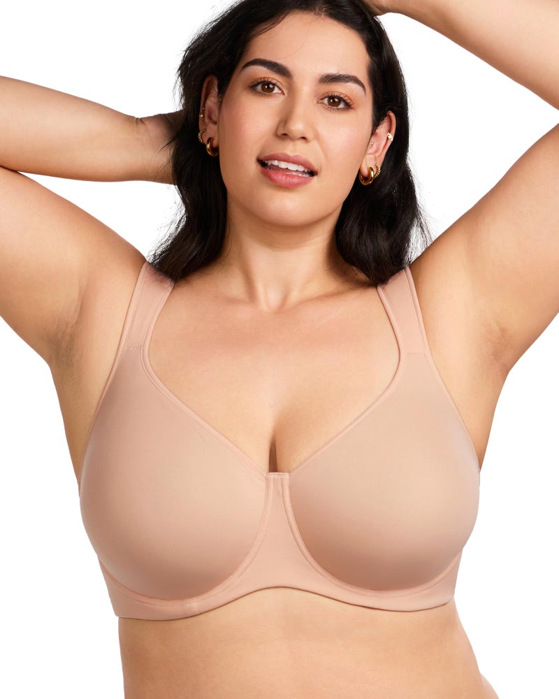 HSIA Bras for Women Minimizer Full Coverage, Plus Size T Shirt Unlined Underwire Smooth Bra, Seamless Cups Joan Ultimate Soft Taupe Beige - Image 2