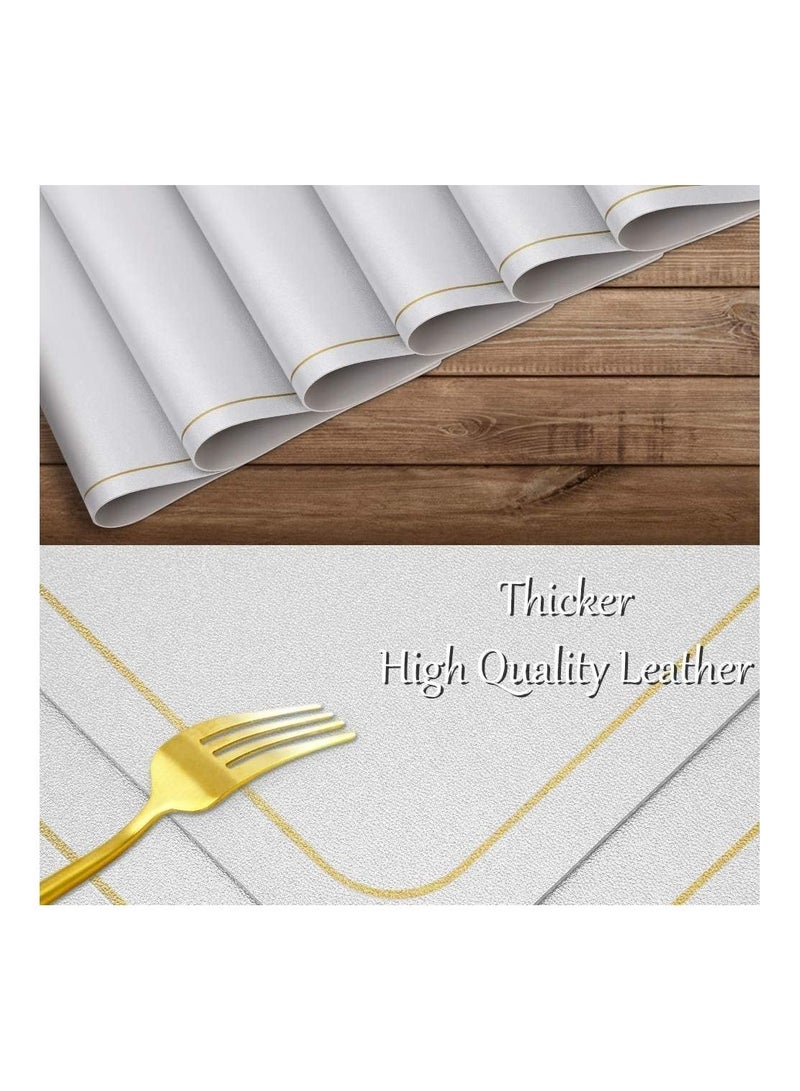 NIBEMINENT Placemats for Dining Table Set of 6 Faux Leather Placemat  - Image 3