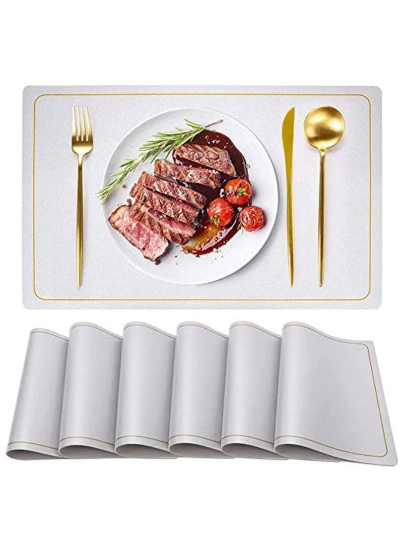 NIBEMINENT Placemats for Dining Table Set of 6 Faux Leather Placemat  - Image 1