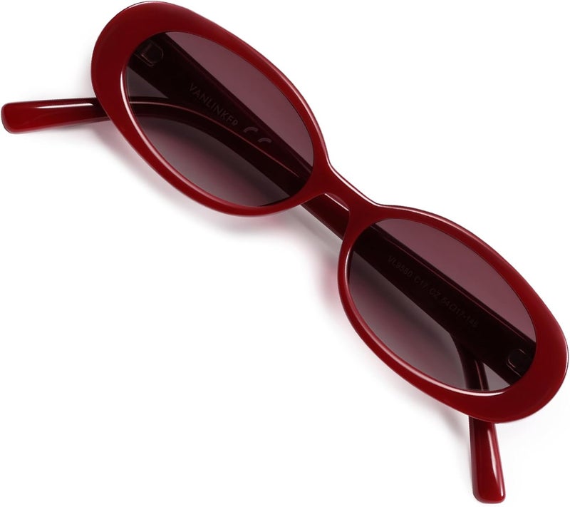 VANLINKER Polarized Retro Oval Sunglasses for Women and Men Small 90s Style VL9580 - Image 1