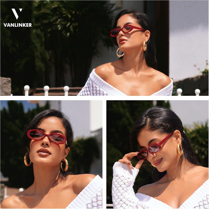 VANLINKER Polarized Retro Oval Sunglasses for Women and Men Small 90s Style VL9580 - Image 3