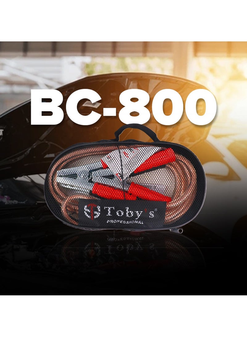 توبيز BC-800 كابل تعزيز بطارية السيارة 800 أمبير مع حقيبة بسحّاب، موصلات نحاسية قوية، لتشغيل البطاريات الميتة - Image 2