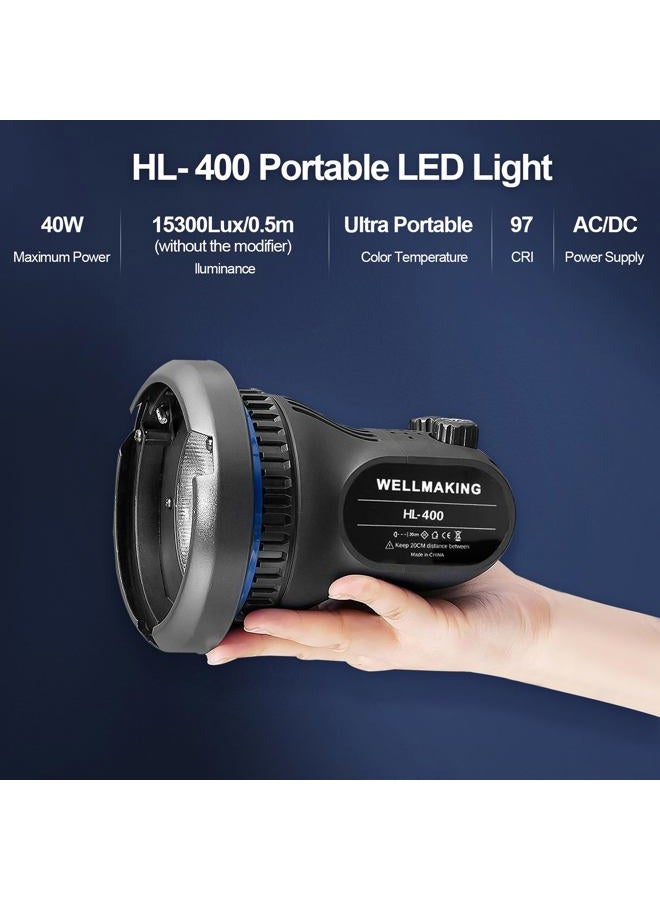 WellMaking 40w AC/DC 5600K Daylight Balanced CRI97+ LCD Screen Portable Continuous Light, Fresnel Lens, Barndoors, Bowens Mount, Dimmable and Quiet for Video Recording,Wedding,Outdoor Shooting - Image 2