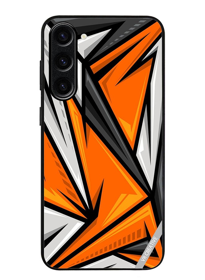 VR CREATIVE Protective Case Cover For Samsung Galaxy S23 Texture Sports Racing Style Orange Color Design Multicolour - Image 1